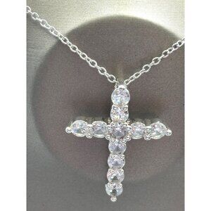 Chain Necklace With Cubic Zirconia Cross Pendant